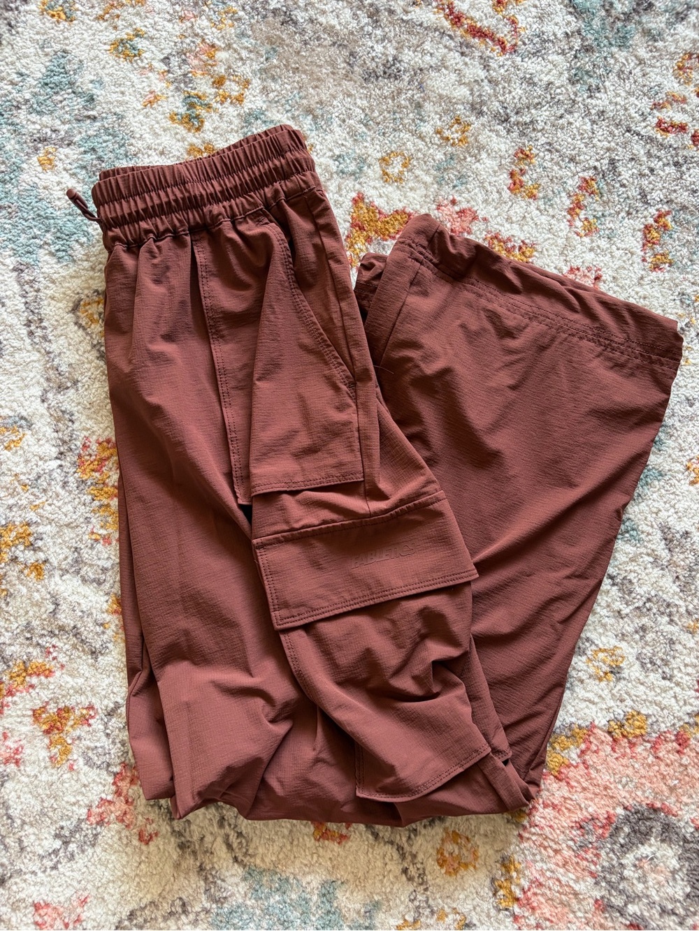 Fabletics Rust Brown Elastic Waist Cargo Pants -Size Small